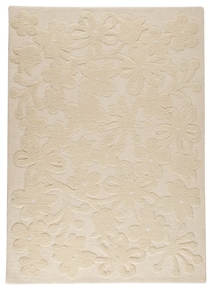 Hand Tufted White Wool Area Rug