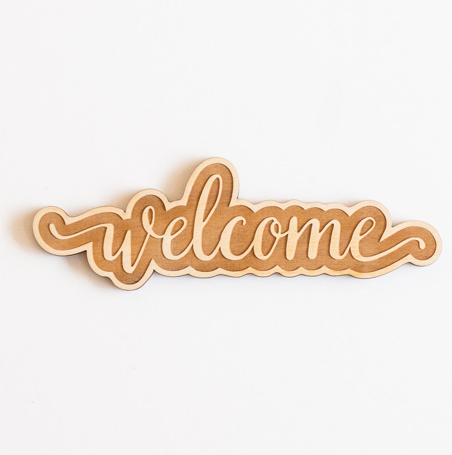 Engraved Welcome Wood Sign, 12"x4"