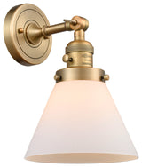 Large Cone 1-Light Sconce, Brushed Brass, Glass: Matte White Cased