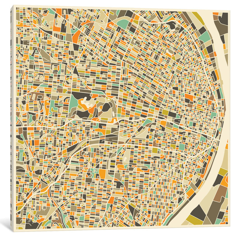 "Abstract City Map of St. Louis" by Jazzberry Blue, 37x37x1.5