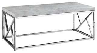 Industrial Chic Gray Faux Cement And Chrome Coffee Table
