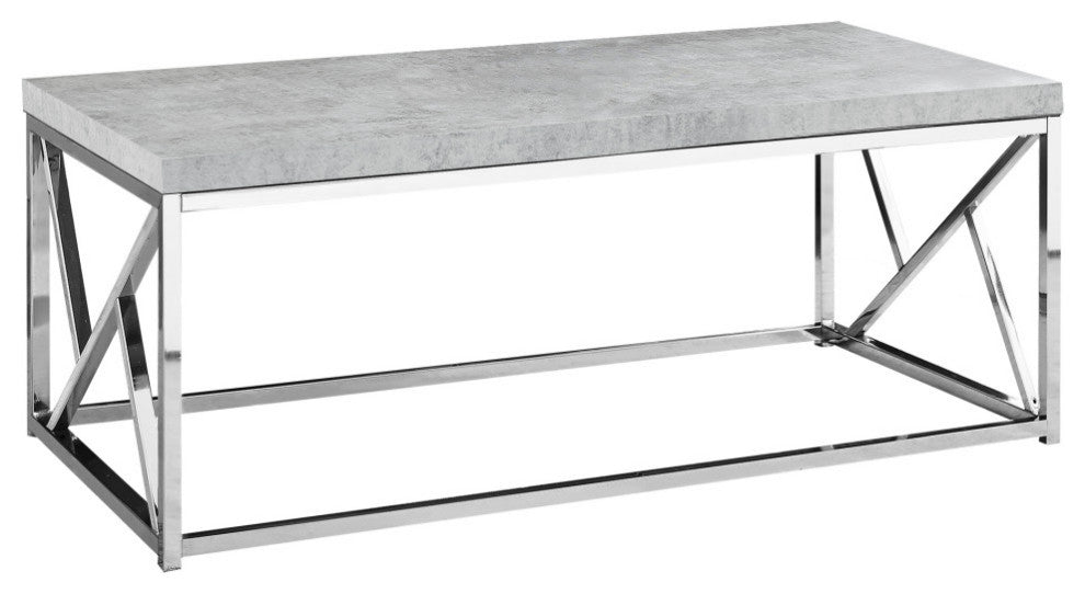 Industrial Chic Gray Faux Cement And Chrome Coffee Table
