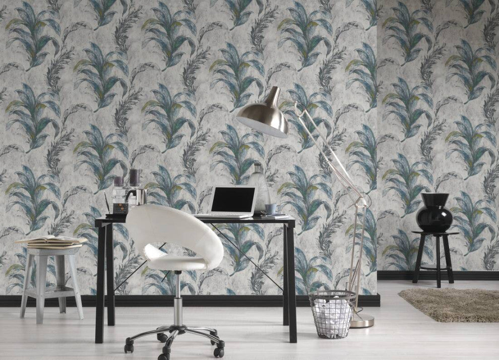 Modern Textured Wallpaper With Floral, 304561, Beige Green, Sample