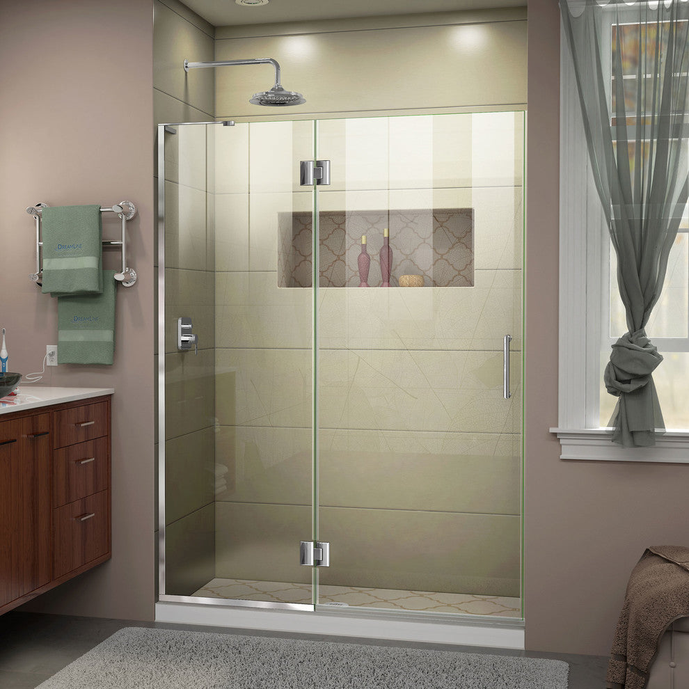 Unidoor-x 53" Shower Door, Chrome, Right-wall Bracket