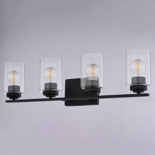 Park Ridge 4.75" 1-Light Black Bathroom Vanity Fixture, Clear Glass Shade, Matte Black, 4-Light