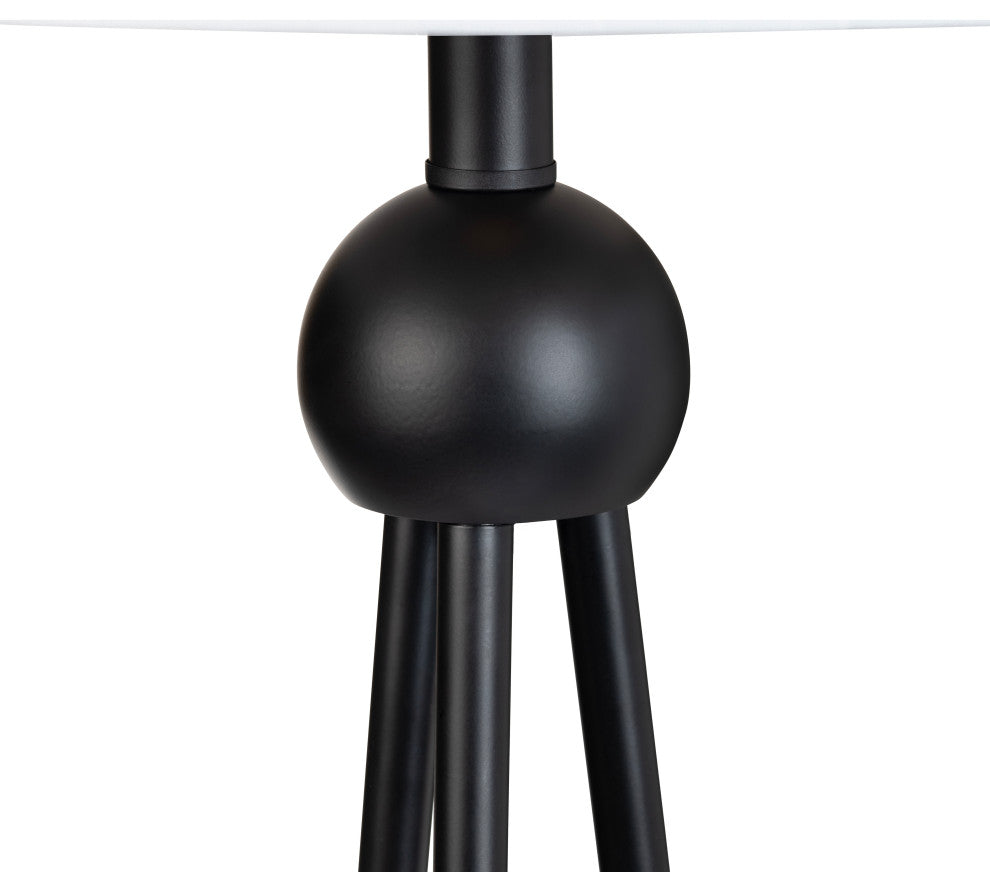 59.5" Black Metal Floor Lamp With White Drum Shade