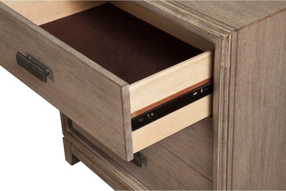 Benzara BM171906 Wooden Nightstand With 3 Drawer, Brown