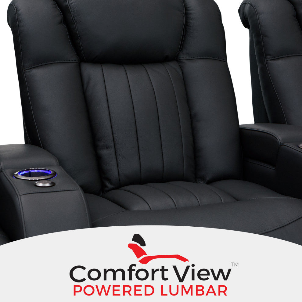 Seatcraft Athenian Home Theater Seating, Black, Row of 3