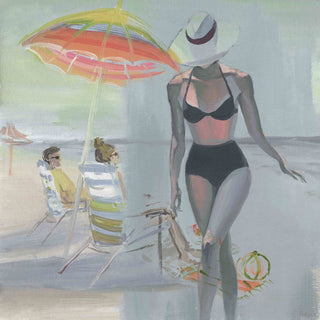 "Black Bikini Stroll" Painting Print on Wrapped Canvas, 48"x48"