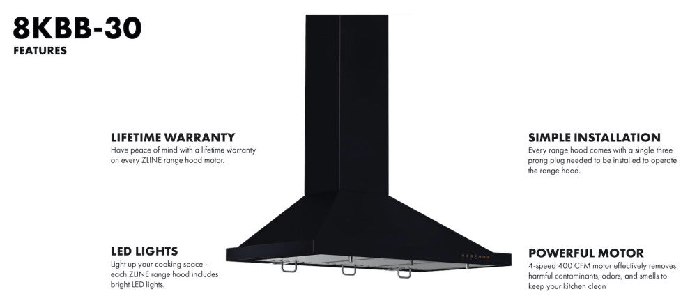 ZLINE 30" Designer Series Wall Mount Range Hood, 8KBB-30