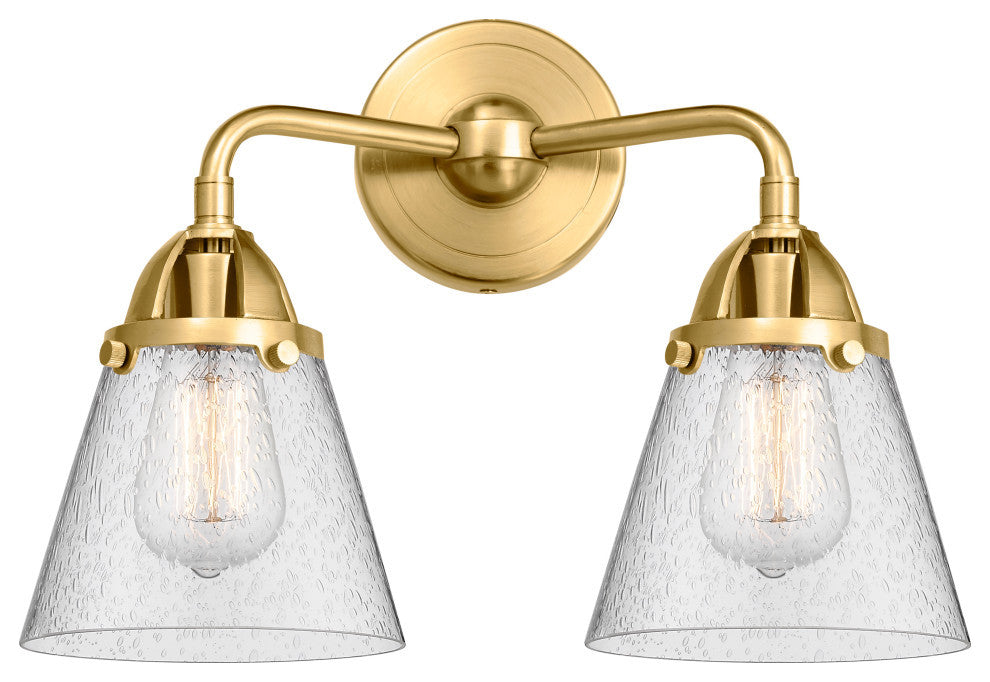 Small Cone Bath Vanity Light, Satin Gold, Seedy, Seedy