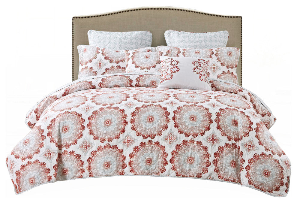 Delia Quilted 7 Piece Bed Spread Set, Queen
