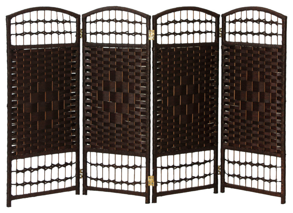 3 ft. Short Fiber Weave Room Divider Dark Mocha 4 Panels
