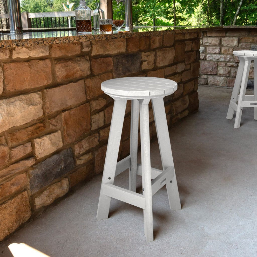 Birch Round Bar Height Stool, White