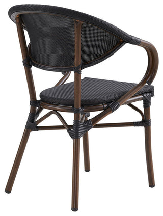 Jannie Stacking Arm Chair, Black Textylene Mesh With Brown Frame, Set of 2