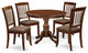 5 Pc Dining Set, Mahogany Table, 4 Mahogany Dining Chairs, Slatted Back