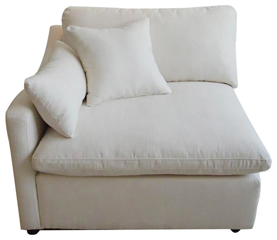 Linen-Like Fabric Accent Chair with Left Armrest, Off-White