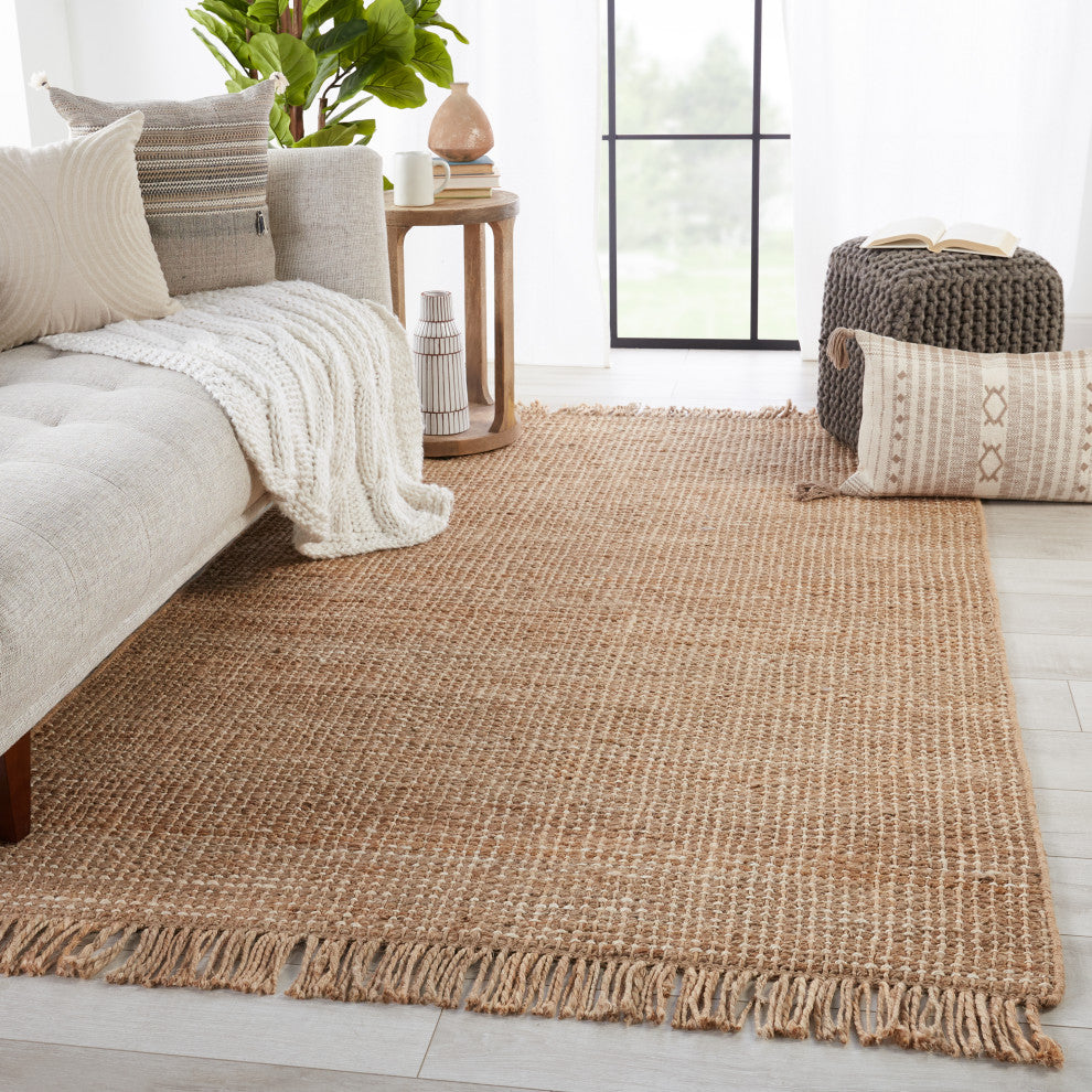 Jaipur Living Sauza Natural Solid Beige/ Ivory Area Rug, 10'x14'