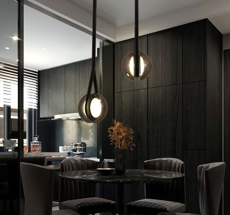 MIRODEMIÂ® Soldano | Nordic Style Smoke Glass Ball Pendant Lighting, 2 Lights