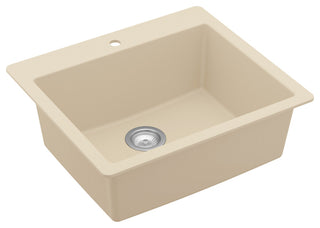 Karran QT-820 Top Mount 25" Single Bowl Quartz Kitchen Sink Kit, Bisque