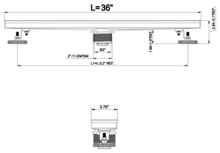 Linear Floor Drain with Removable Decorative Cover UPC certified, Matt Black, 36"
