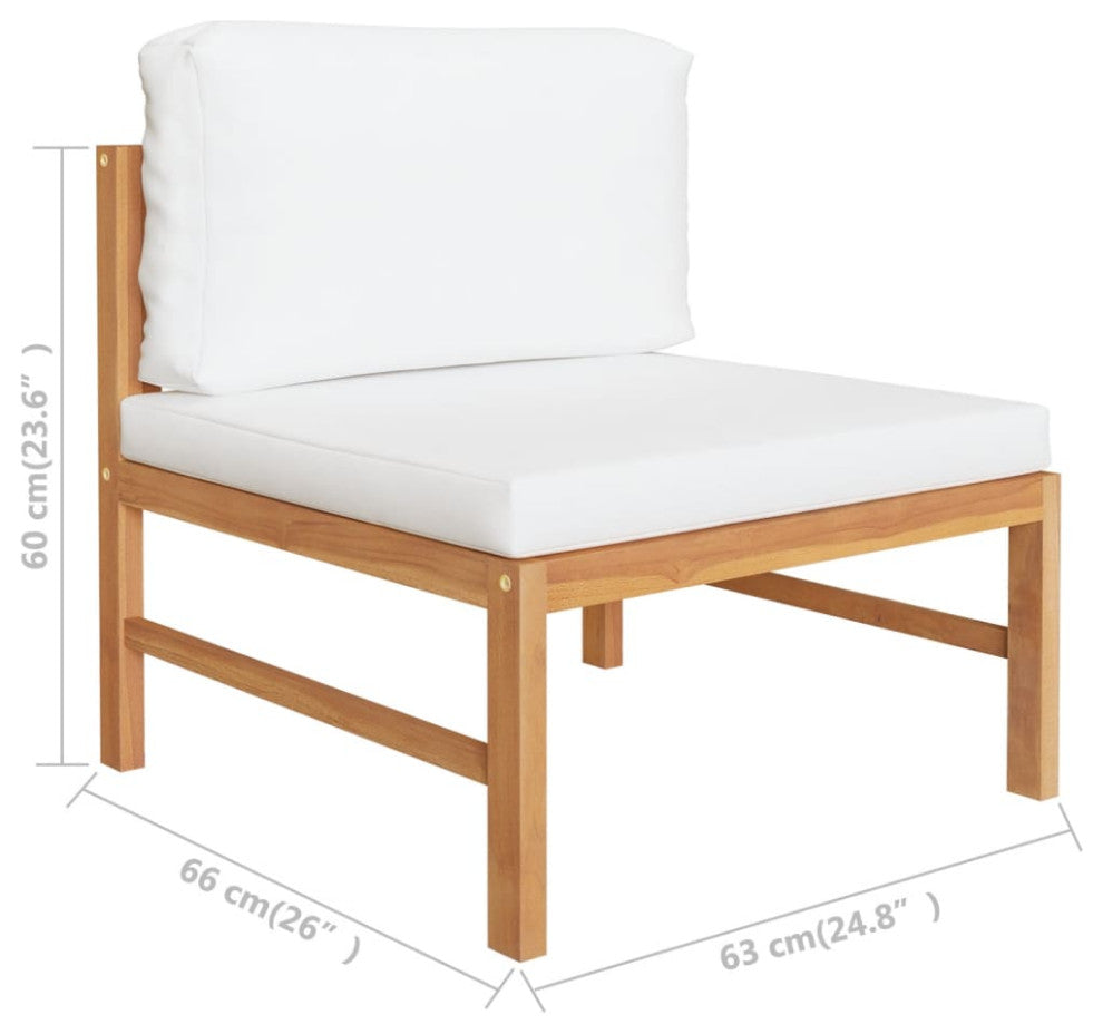 vidaXL 2 Piece Patio Lounge Set With Cream Cushions Teak Wood