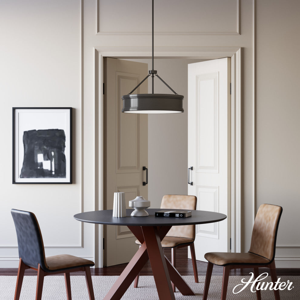 Capshaw Noble Bronze, Painted Cased White Glass 5 Light 21" Pendant Ceiling