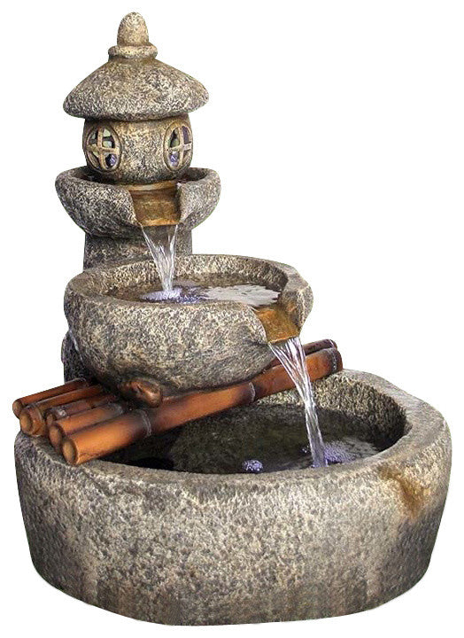 3-Tier Stone Pagoda Fountain