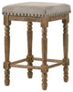 Benzara BM280327 24" Wood Counter Height Stool Upholstered Set of 2, Gray