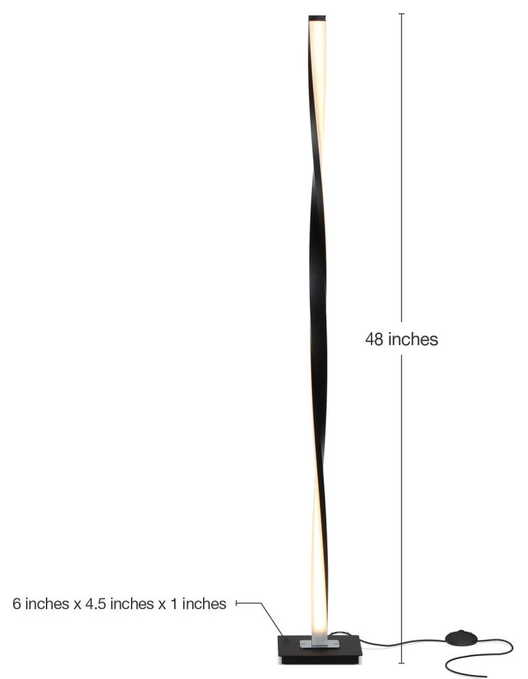 Brightech Helix - Modern LED Floor Lamp for Living Room Bright Lighting, Black