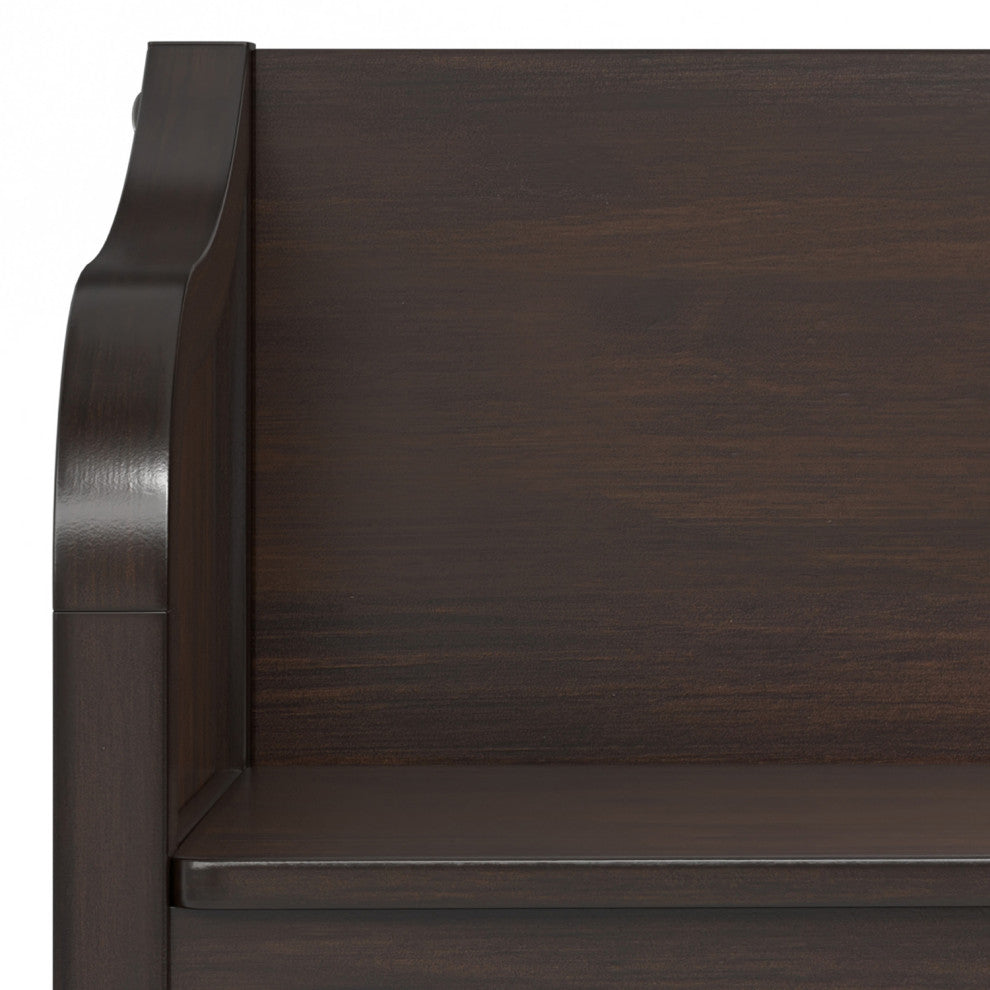 Connaught Solid Wood Small Entryway Storage Bench, Chestnut Brown