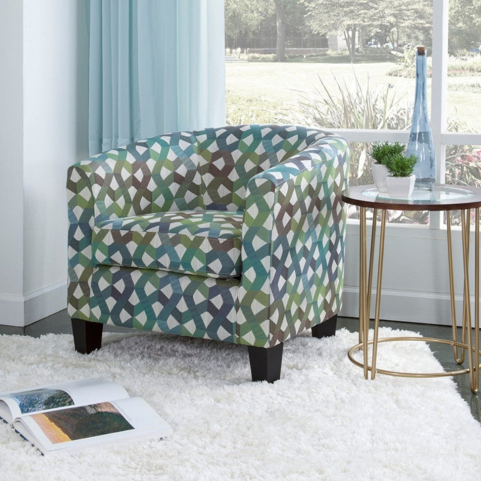 Grafton Home Enzo Upholstered Barrel Chair, Fairyland Greenery