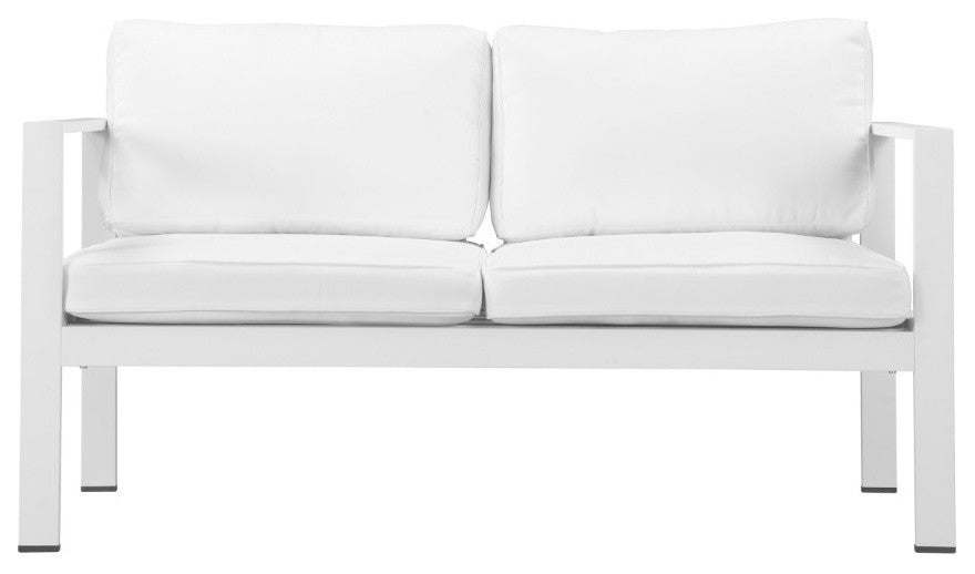 Upholstered Anodized Aluminum Sofa, White