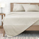 1800 Microfiber Printed Sheet Set, Pinstripe - Stone/White, California King