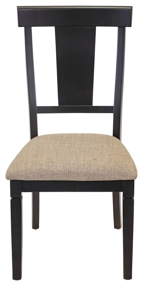 Two Wood Traditional Kitchen Table Chairs, Set of 2, Black