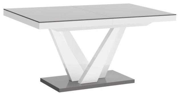 CHARA Dining Set, Grey/White/Grey