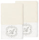 Linum Home Turkish Cotton Monica 2-Piece Embellished Hand Towel Set, Cream