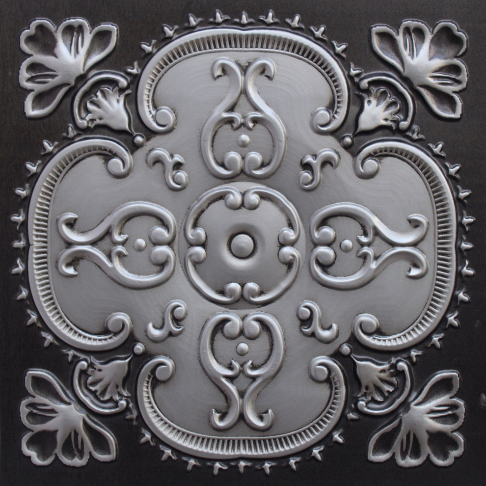 Antique Silver 3D Ceiling Panels, 2'x2', 100 Sq Ft, Pack of 25