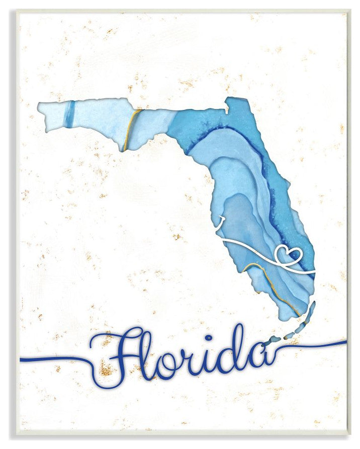 Stupell Industries Florida Agate Blue US State Design, 10 x 15