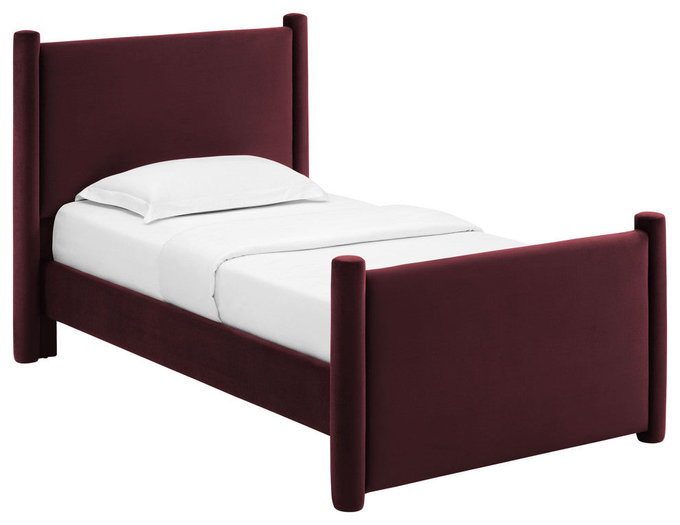 Rael Performance Velvet Twin Platform Bed, Mulberry