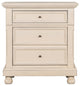 3-Drawer Wood Nightstand, Cream White, 30'' Tall