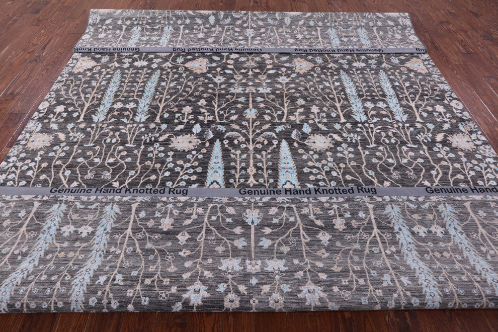 9' 0" X 12' 4" Persian Ziegler Wool and Silk Hand Knotted Rug Q11806