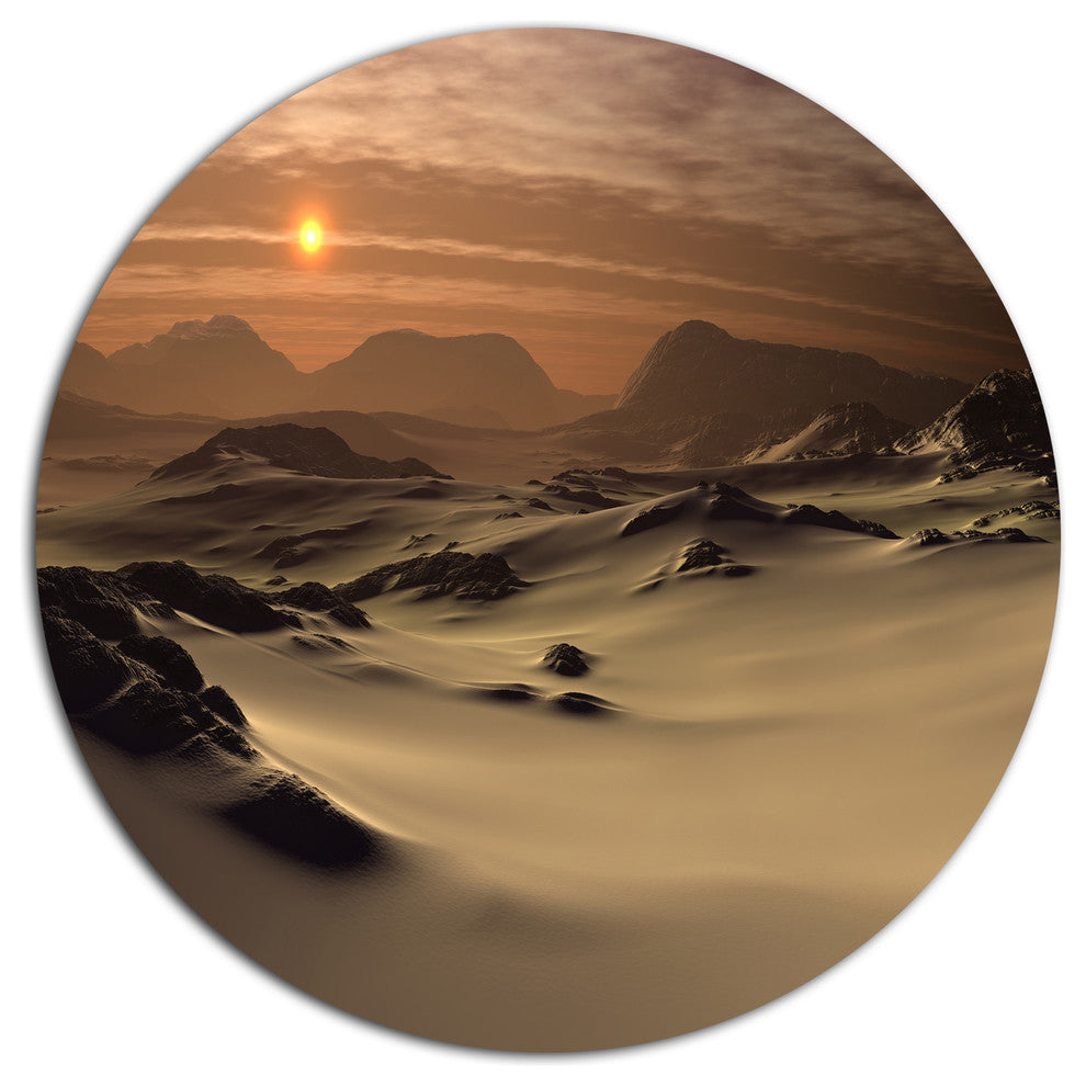 Beautiful Brown Fantasy Terrain, Landscape Disc Metal Wall Art, 23"