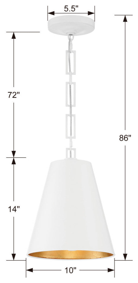 Alston 2 Light Chandelier, Matte White + Antique Gold