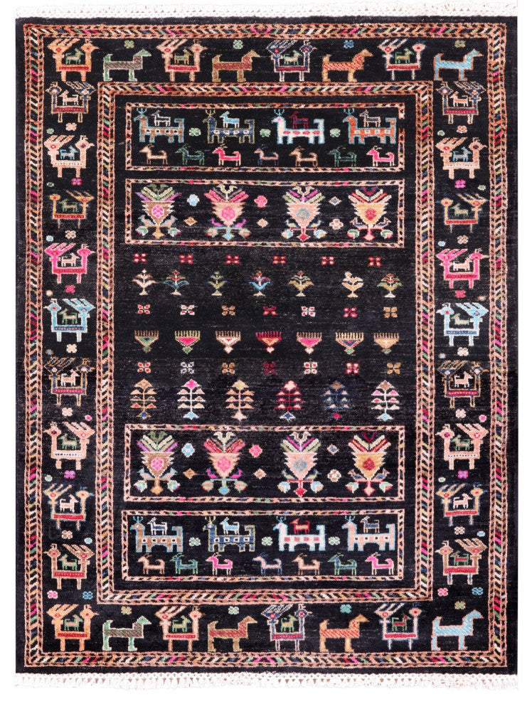 3' 5" X 4' 6" Tribal Persian Gabbeh Handmade Rug Q10102