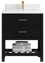 Parker 30" Single Sink Bath Vanity, Black 1.5" White Quartz