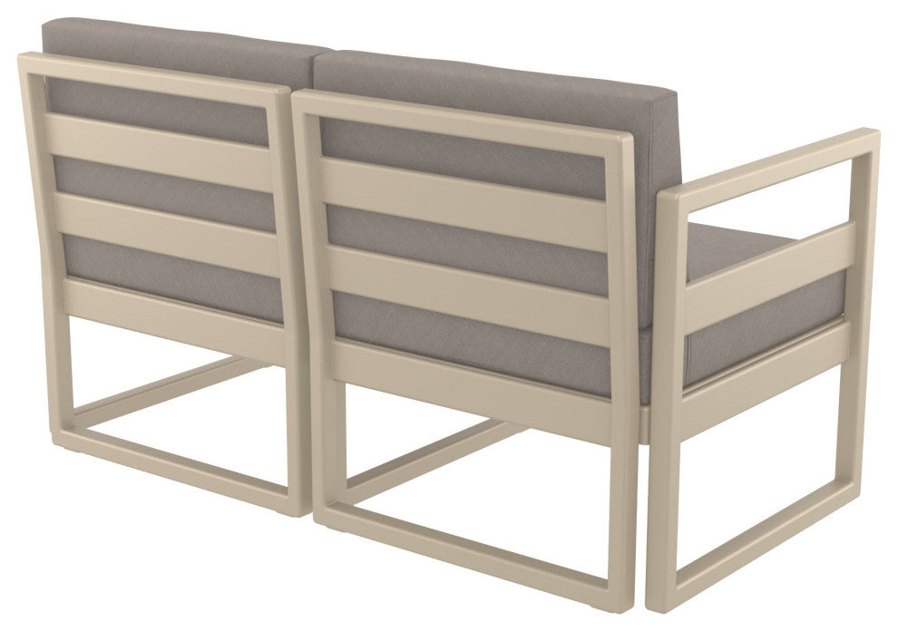 Mykonos Patio Loveseat Taupe With Acrylic Fabric Taupe Cushion