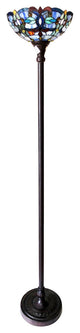 VIVIAN Tiffany-Style Victorian Stained Glass Torchiere Floor Lamp, 69"