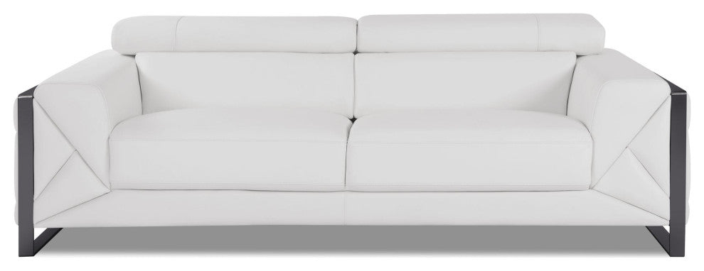 Trento Genuine Italian Leather Modern Sofa White