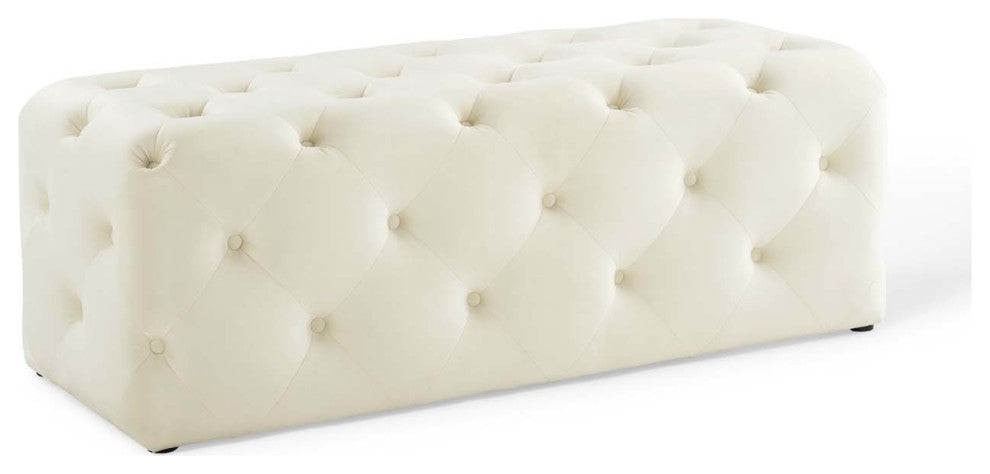 Anthem 48" Tufted Button Entryway Performance Velvet Bench Ivory